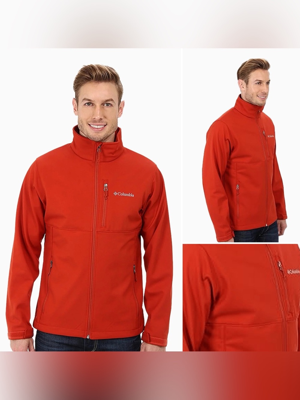 Columbia Men's Ascender Softshell Front-Zip Jacket Flame Color Small